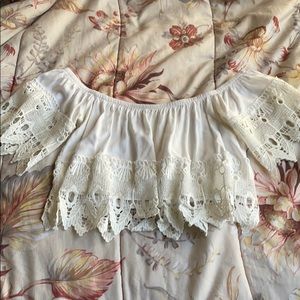 super gorgeous off the shoulder cropped white top